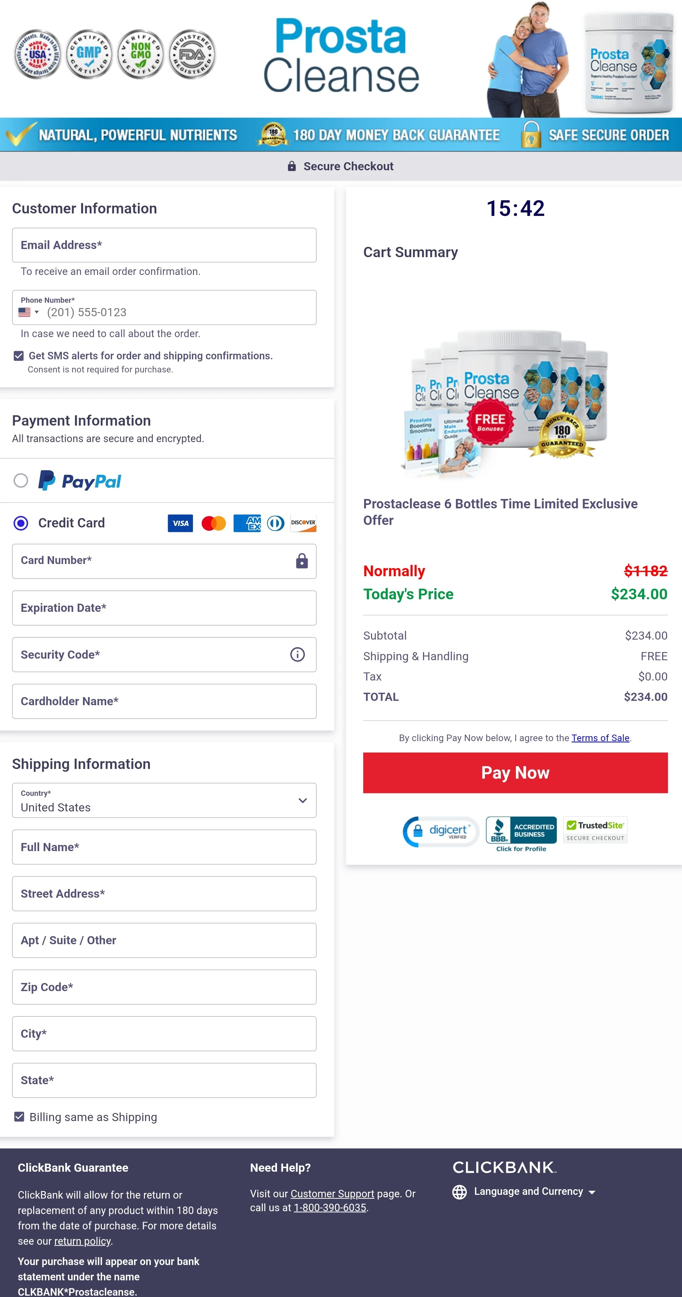 ProstaCleanse order form